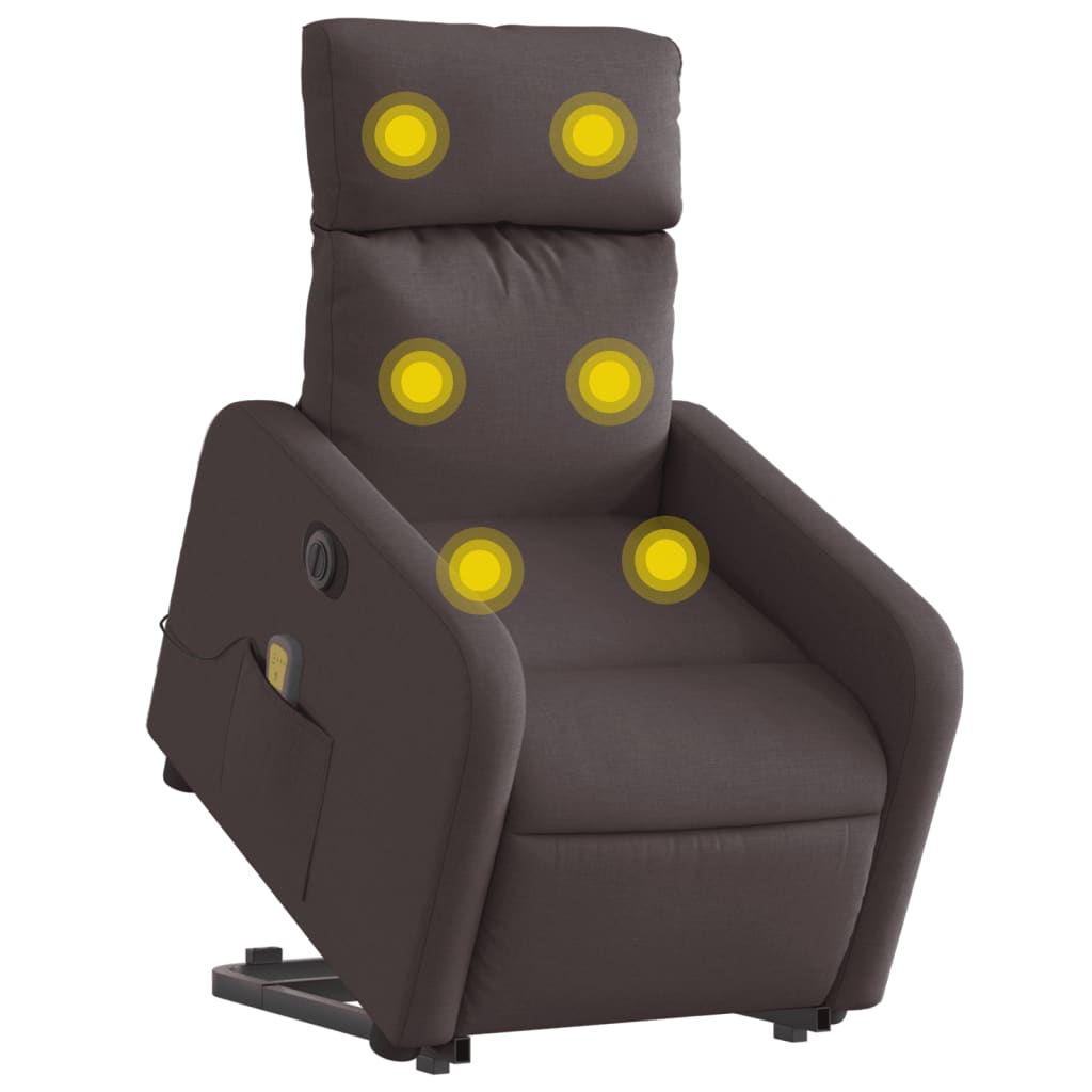 Fotoliu electric masaj rabatabil cu ridicare maro închis textil
