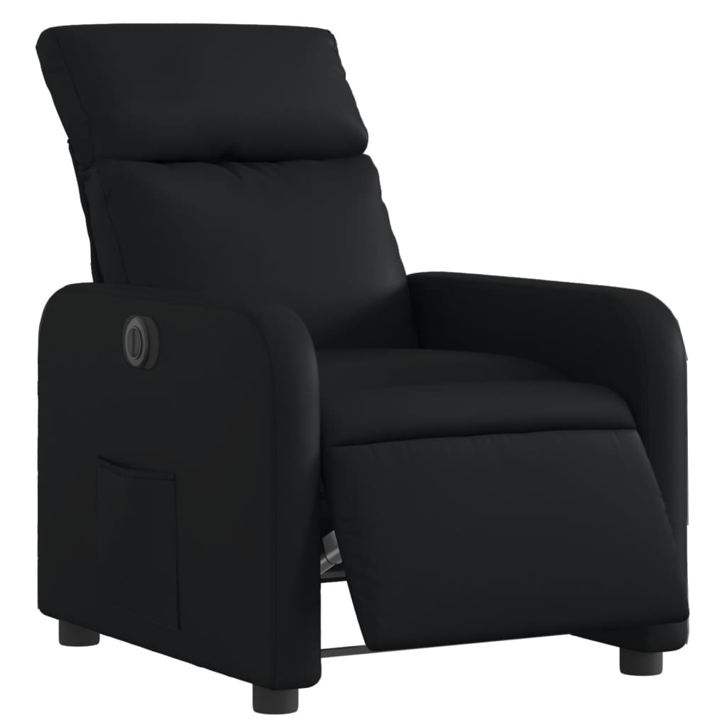 Fotoliu rabatabil electric, negru, piele ecologică