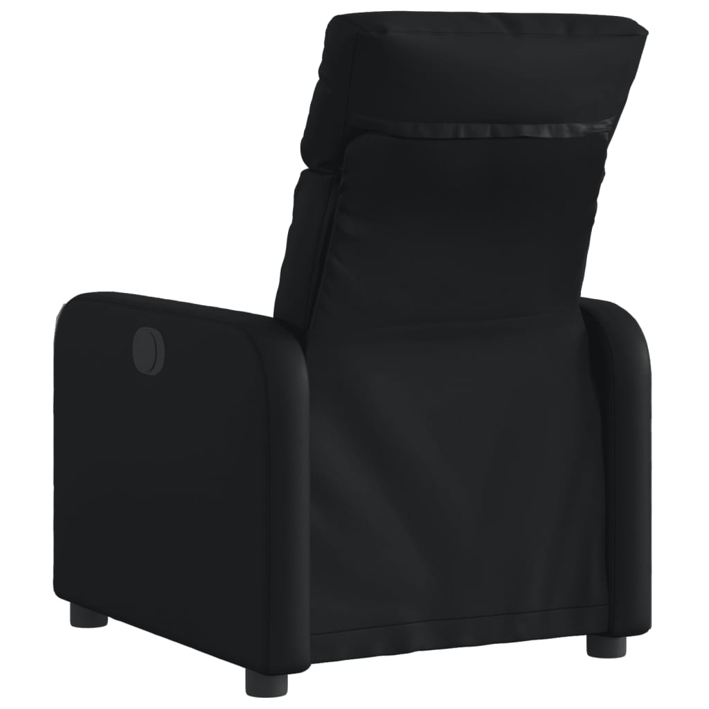 Fotoliu rabatabil electric, negru, piele ecologică