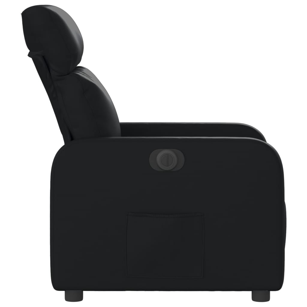 Fotoliu rabatabil electric, negru, piele ecologică