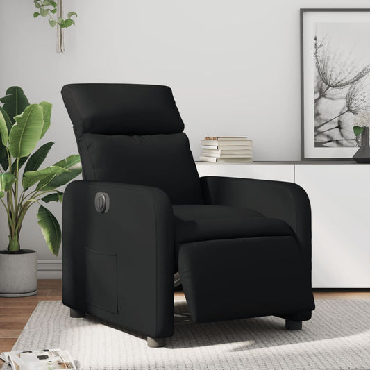 Fotoliu rabatabil electric, negru, piele ecologică