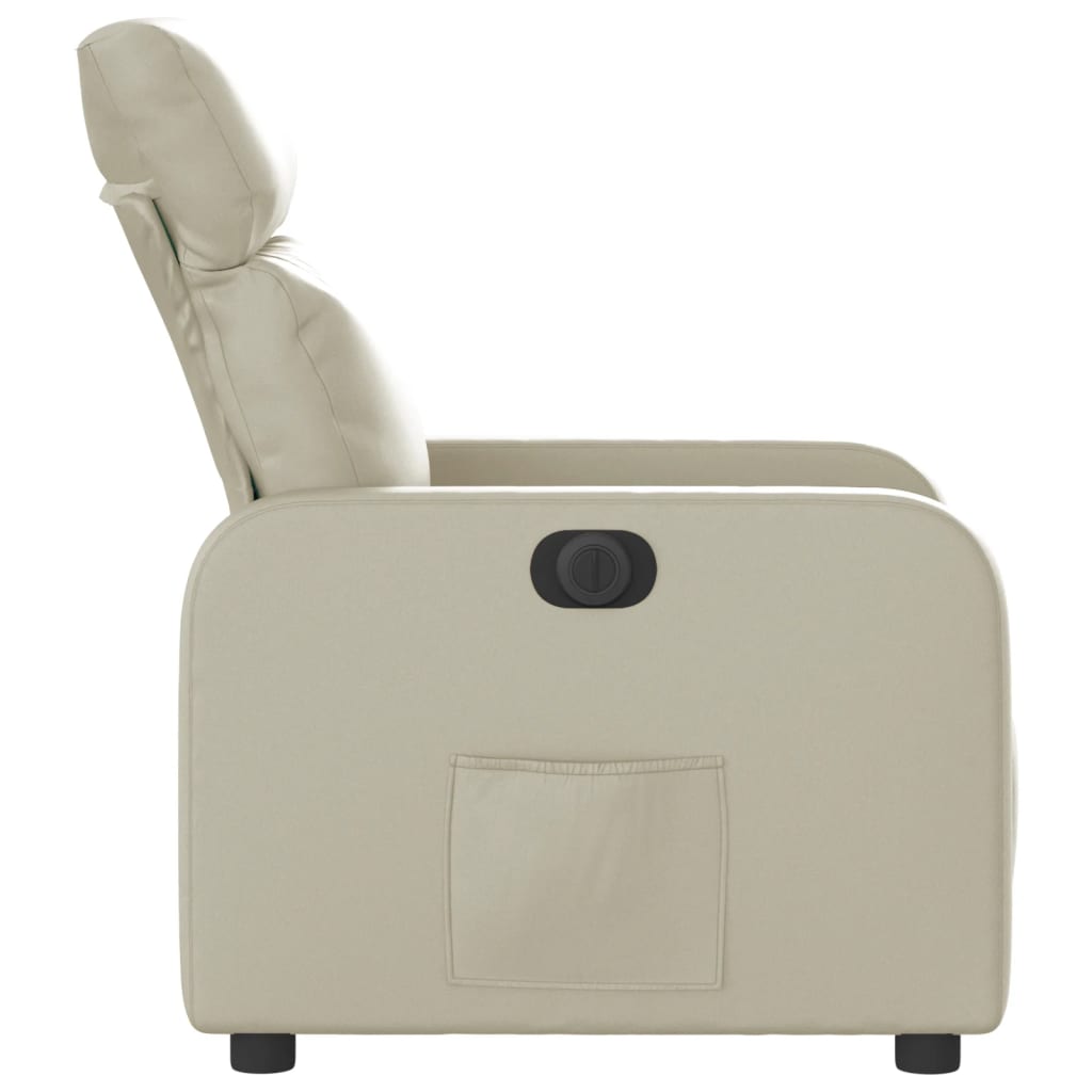 Fotoliu rabatabil electric, crem, piele ecologică