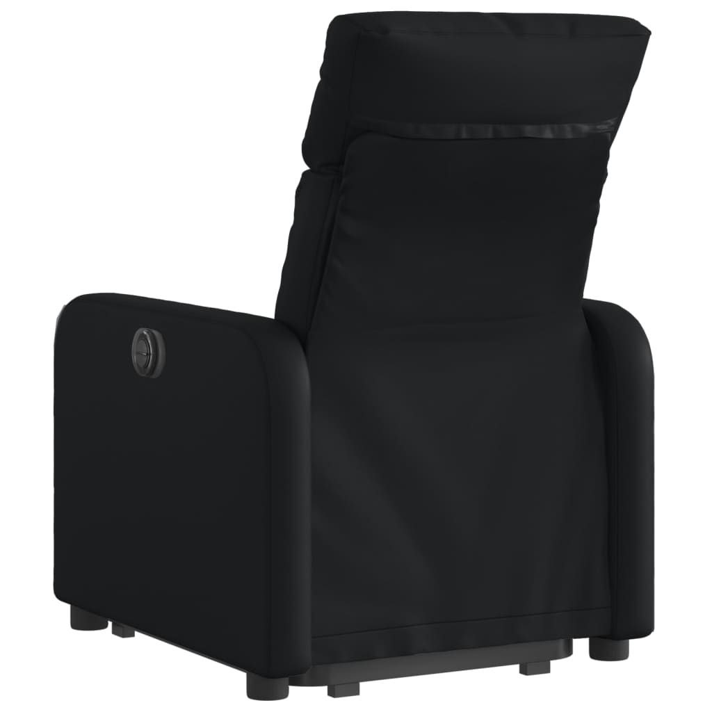 Fotoliu rabatabil electric cu ridicare, negru, piele ecologică
