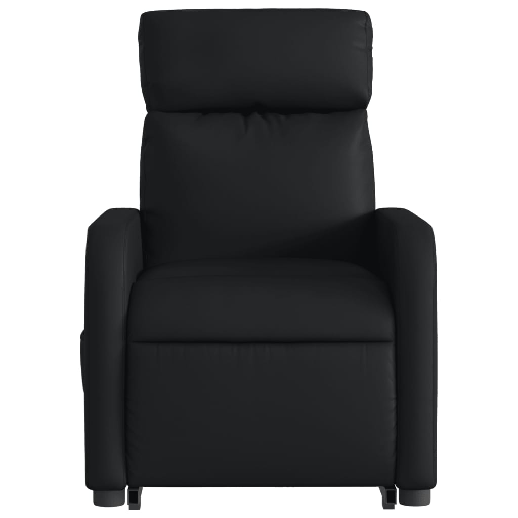 Fotoliu rabatabil electric cu ridicare, negru, piele ecologică