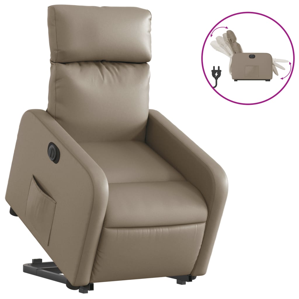 Fotoliu rabatabil electric cu ridicare, cappuccino