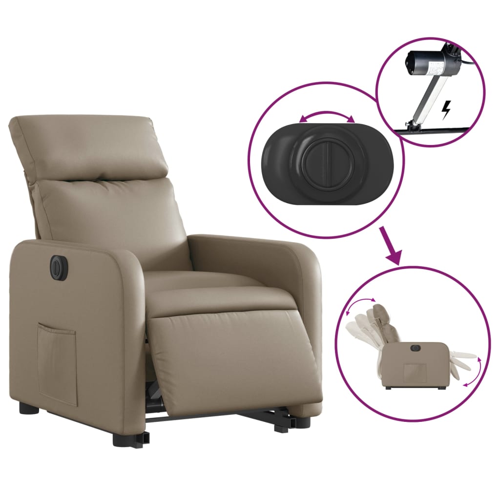 Fotoliu rabatabil electric cu ridicare, cappuccino