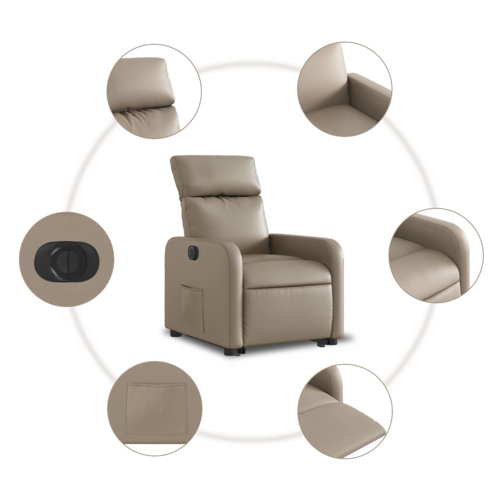 Fotoliu rabatabil electric cu ridicare, cappuccino