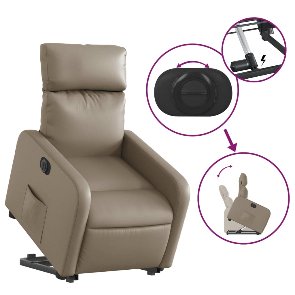 Fotoliu rabatabil electric cu ridicare, cappuccino