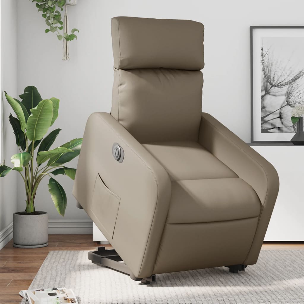 Fotoliu rabatabil electric cu ridicare, cappuccino