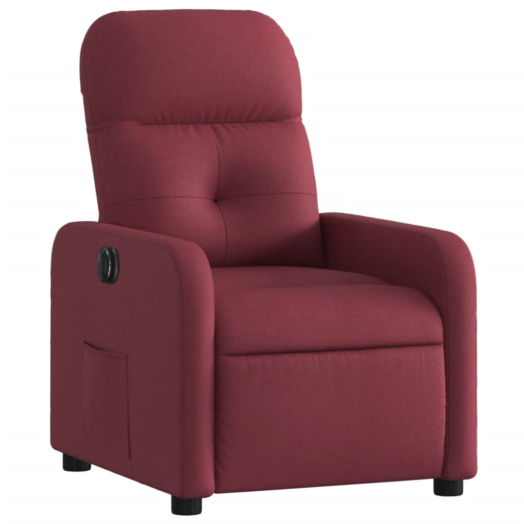 Fotoliu rabatabil electric, roșu vin, material textil