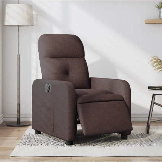 Fotoliu rabatabil electric, maro închis, material textil