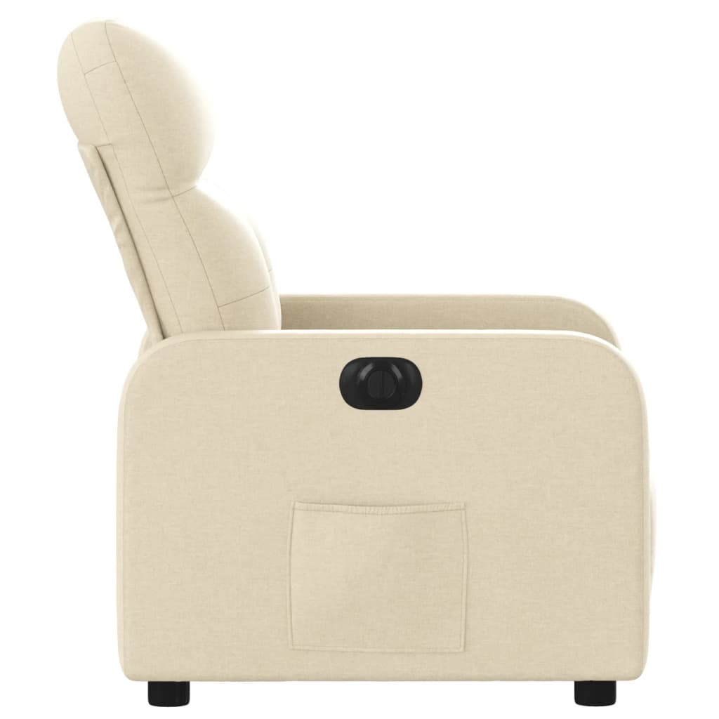 Fotoliu rabatabil electric, crem, material textil