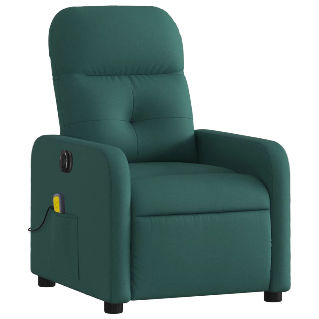 Fotoliu electric de masaj rabatabil, verde închis, textil
