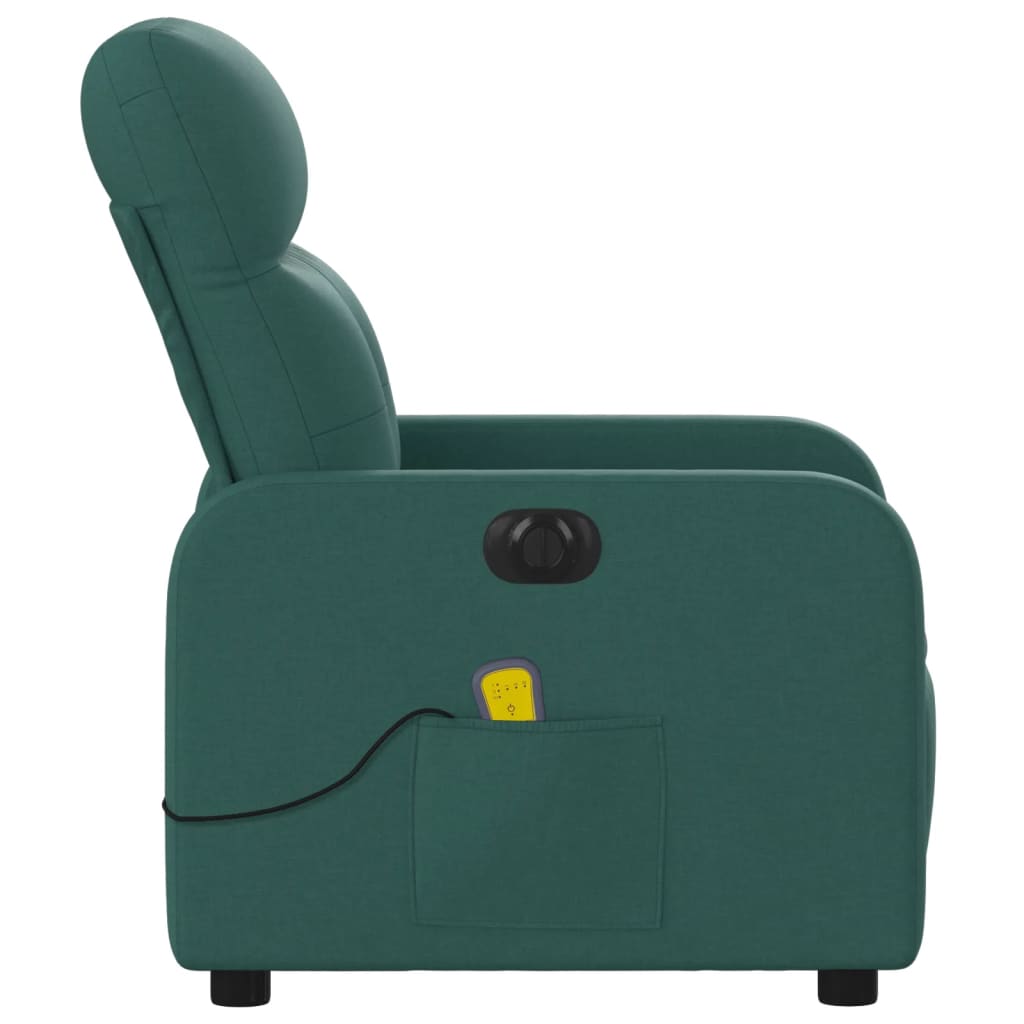 Fotoliu electric de masaj rabatabil, verde închis, textil