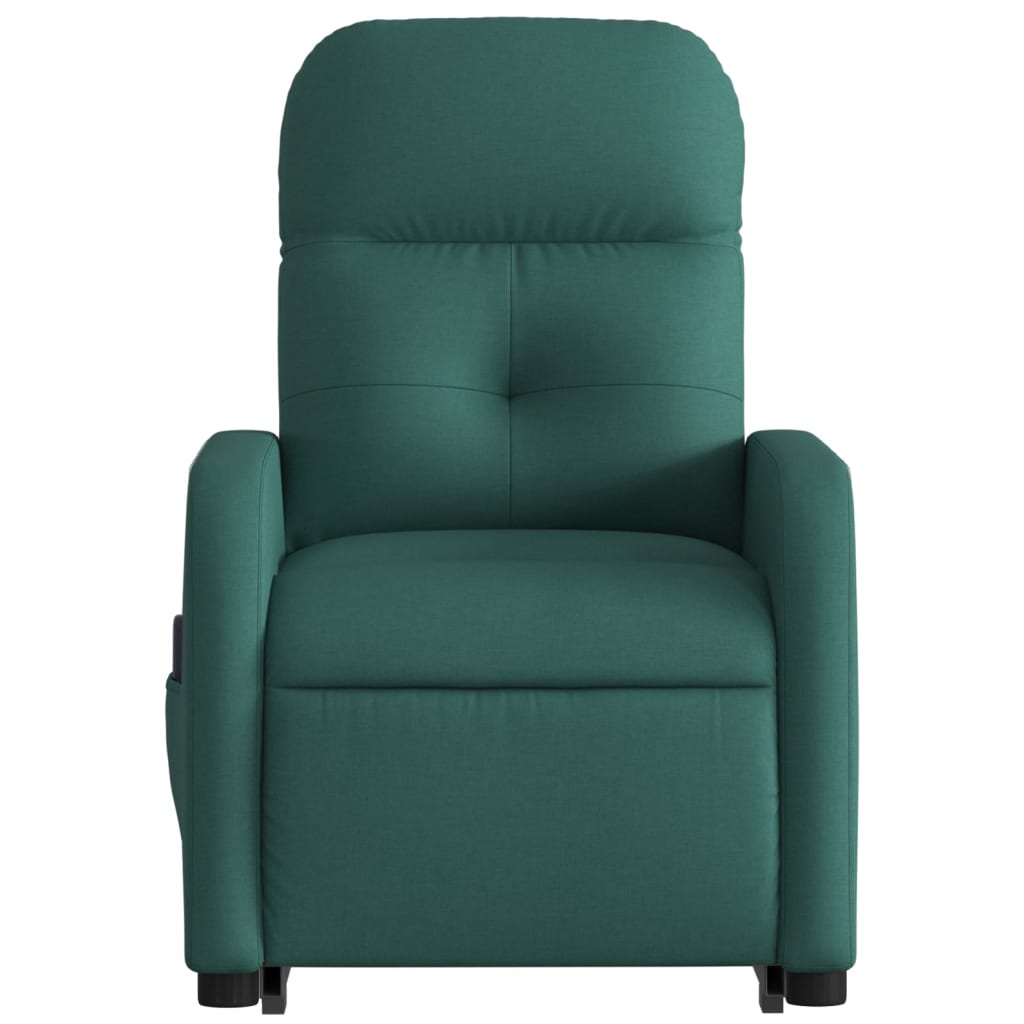 Fotoliu rabatabil de masaj, cu ridicare, verde închis, textil