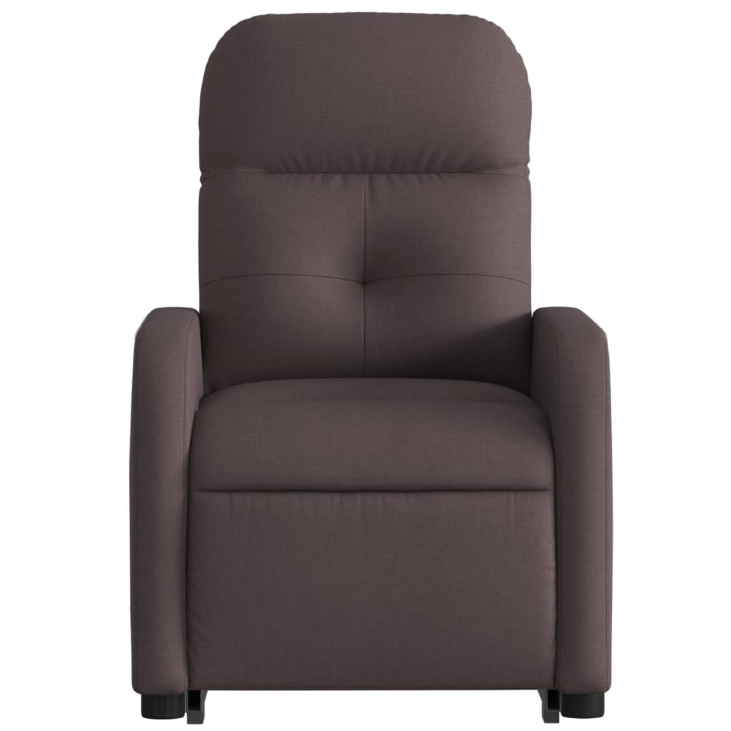 Fotoliu electric rabatabil cu ridicare, maro închis, textil