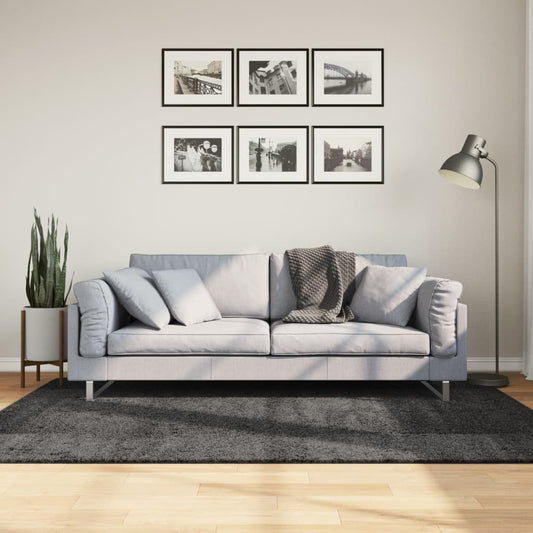 Covor pufos "PAMPLONA" fire înalte antracit modern 140x200 cm