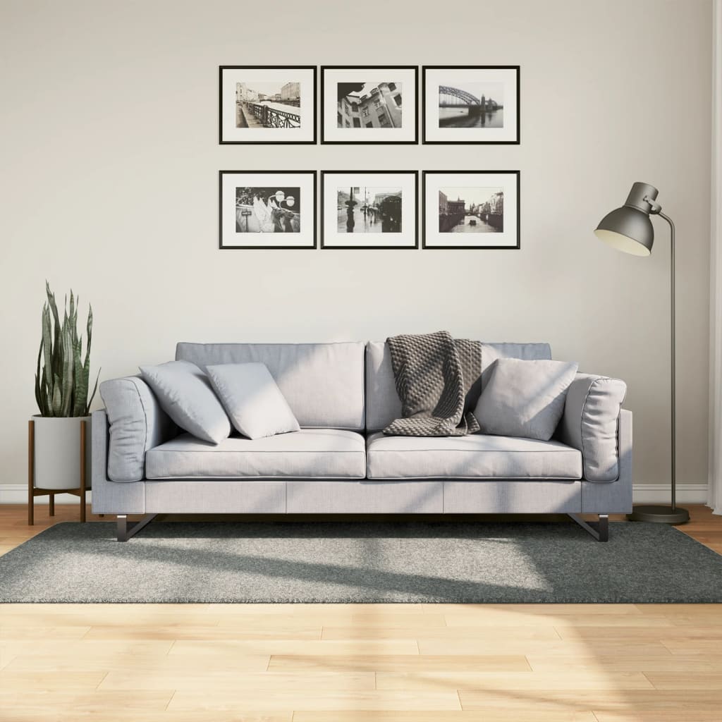 Covor pufos "PAMPLONA" cu fire înalte, verde modern, 100x200 cm