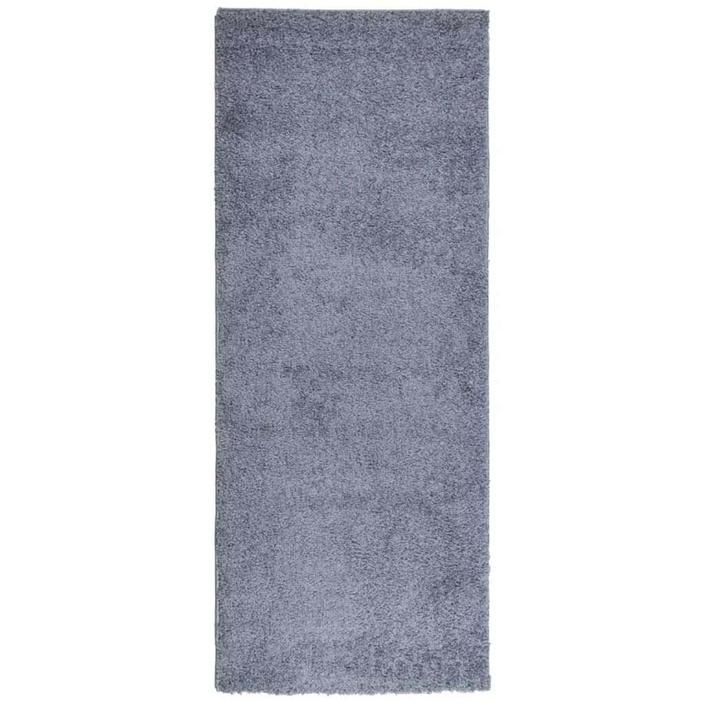 Covor pufos "PAMPLONA" cu fire înalte albastru modern 80x200 cm