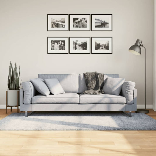 Covor pufos "PAMPLONA" fire înalte, albastru modern 100x200 cm