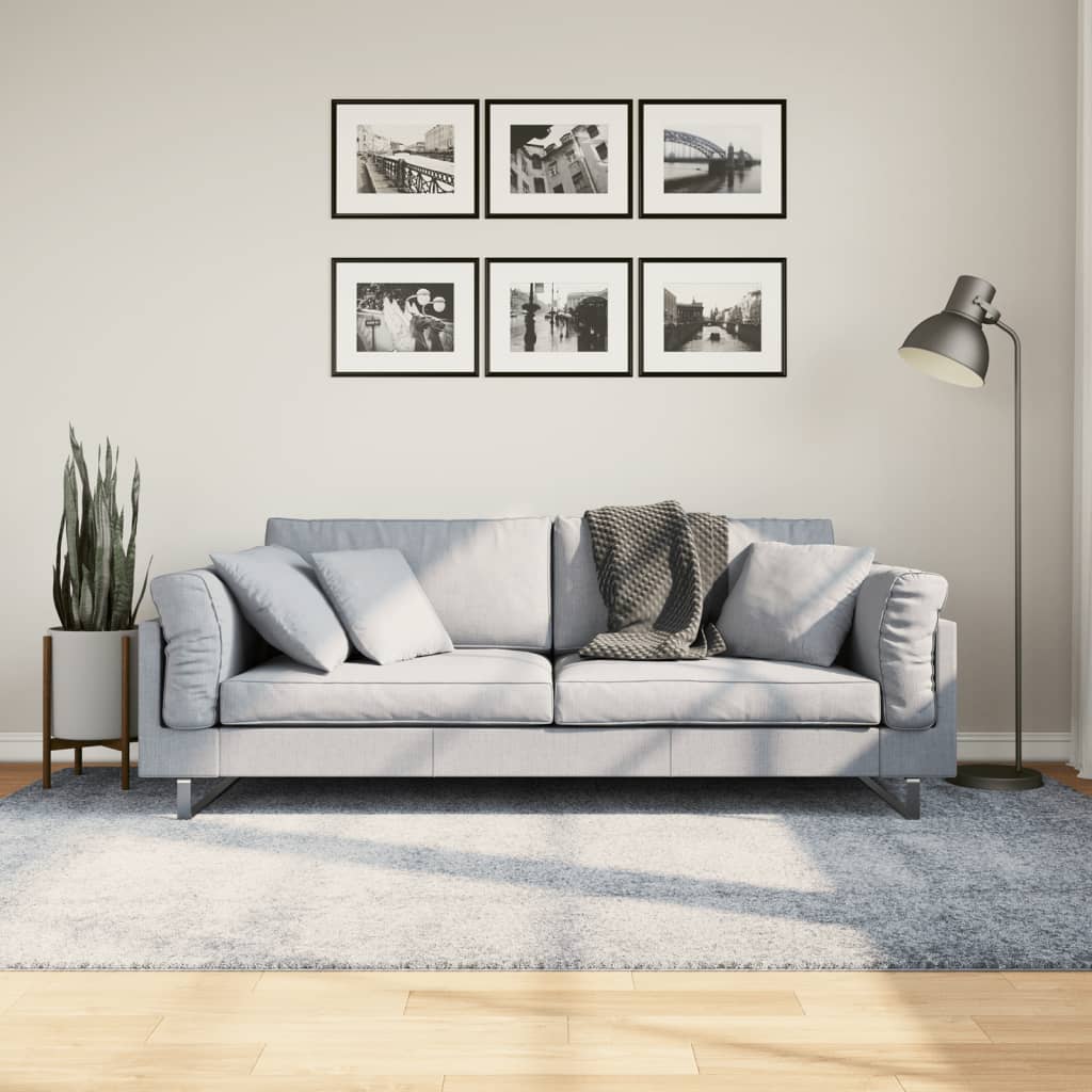 Covor pufos "PAMPLONA" fire înalte, albastru modern 160x230 cm