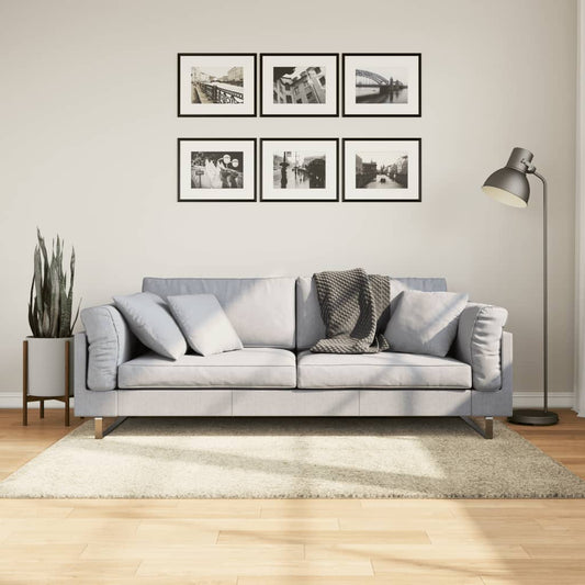 Covor pufos "PAMPLONA" cu fire înalte, auriu modern, 120x170 cm