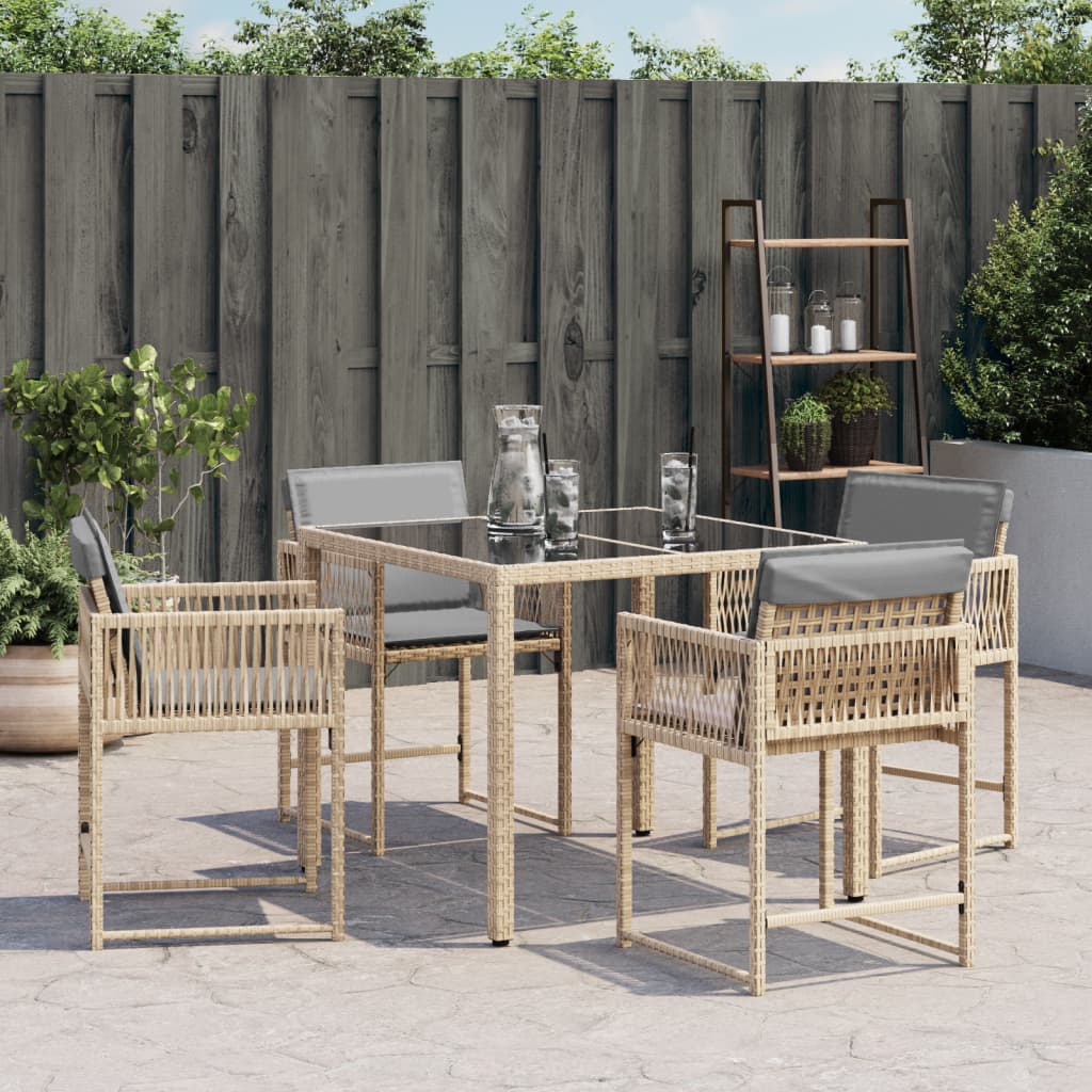Fotolii de grădină cu perne, 4 buc., bej combinat, poliratan