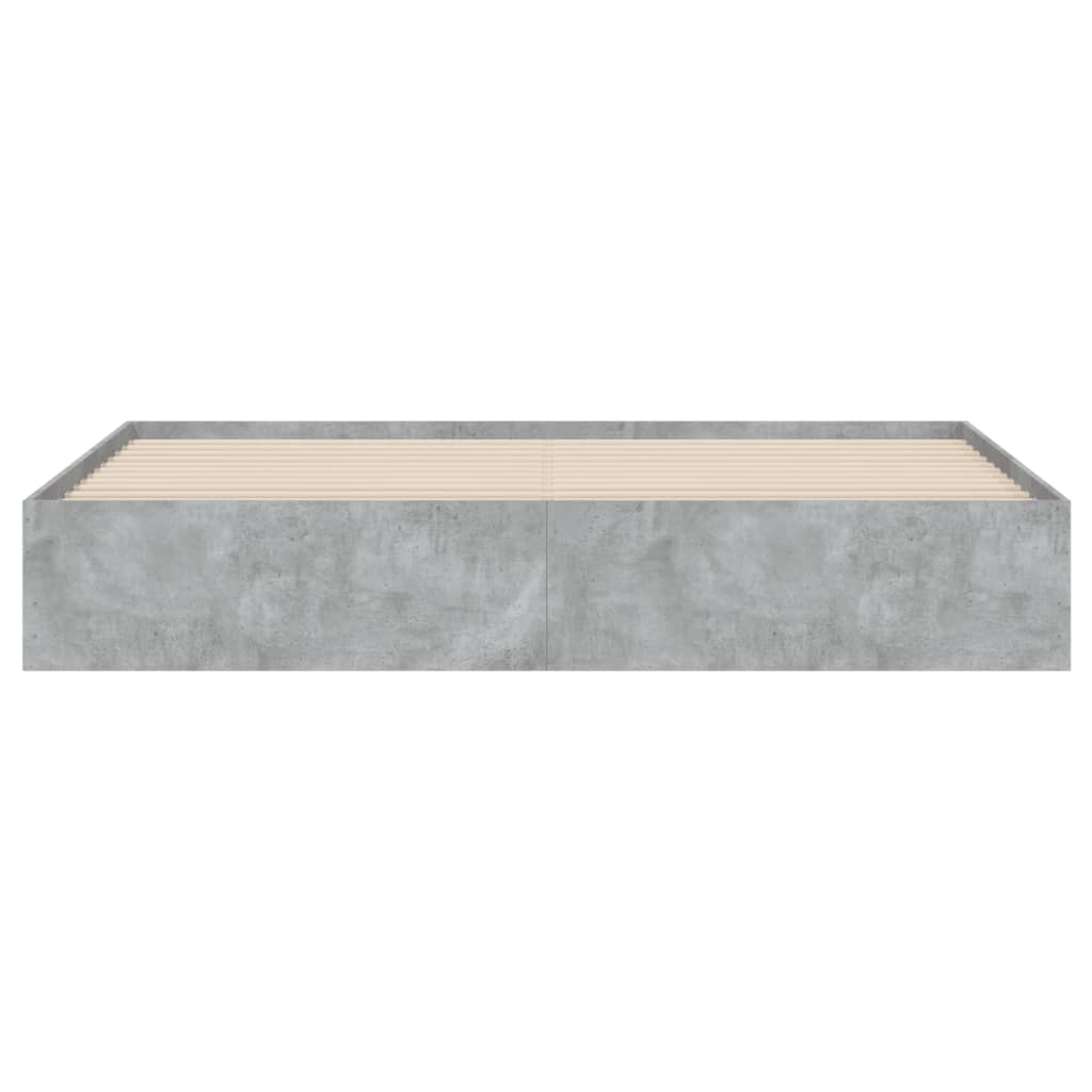 Cadru de pat cu sertare gri beton 200x200 cm lemn prelucrat