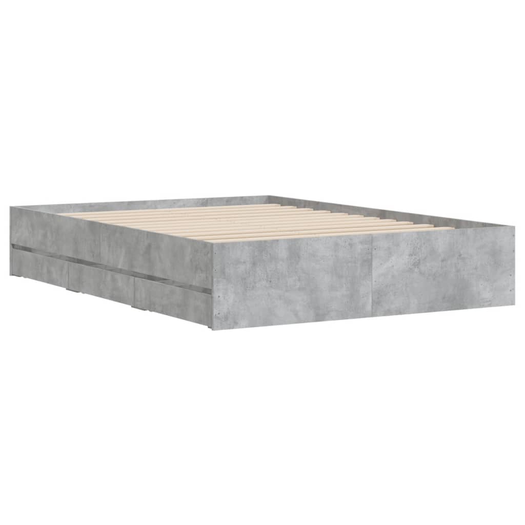 Cadru de pat cu sertare, gri beton, 120x200 cm, lemn prelucrat