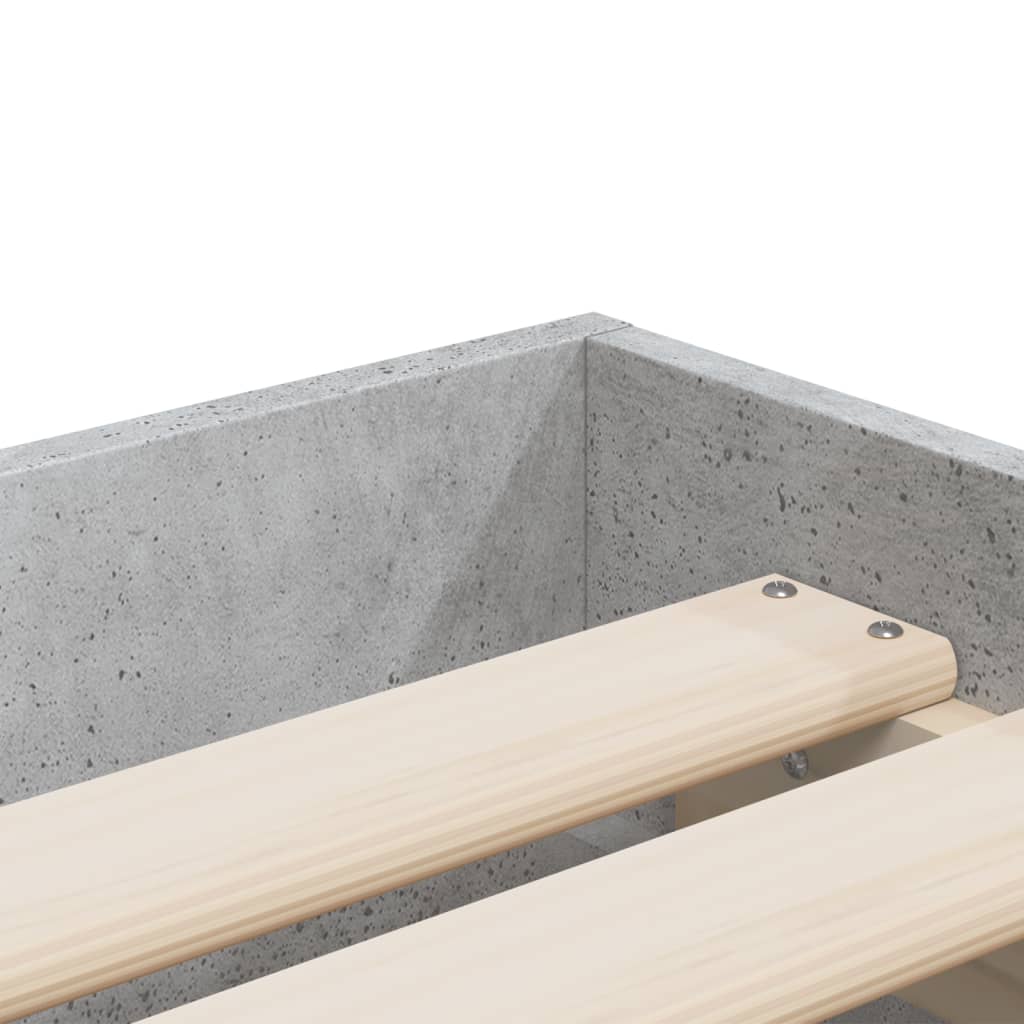 Cadru de pat cu sertare, gri beton, 100x200 cm, lemn prelucrat