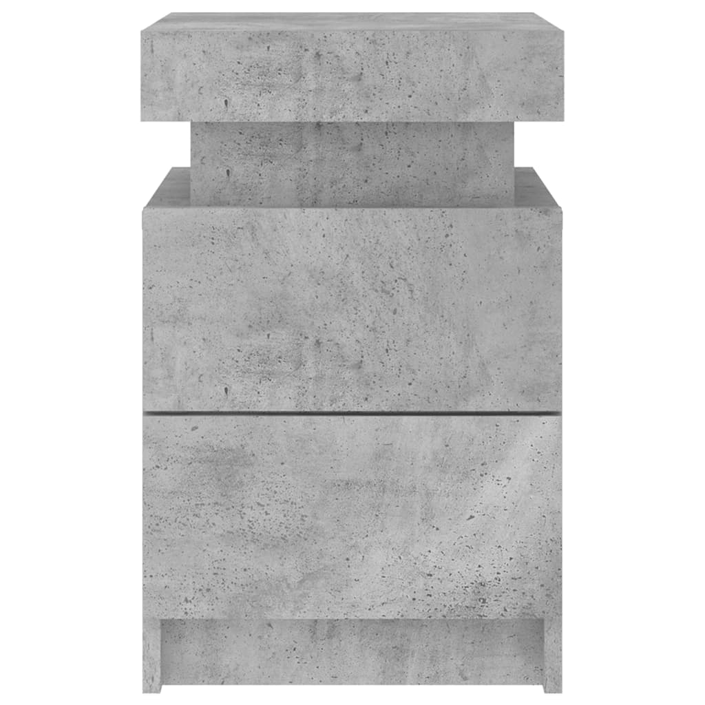 Noptieră cu lumini LED, gri beton, 35x39x55 cm