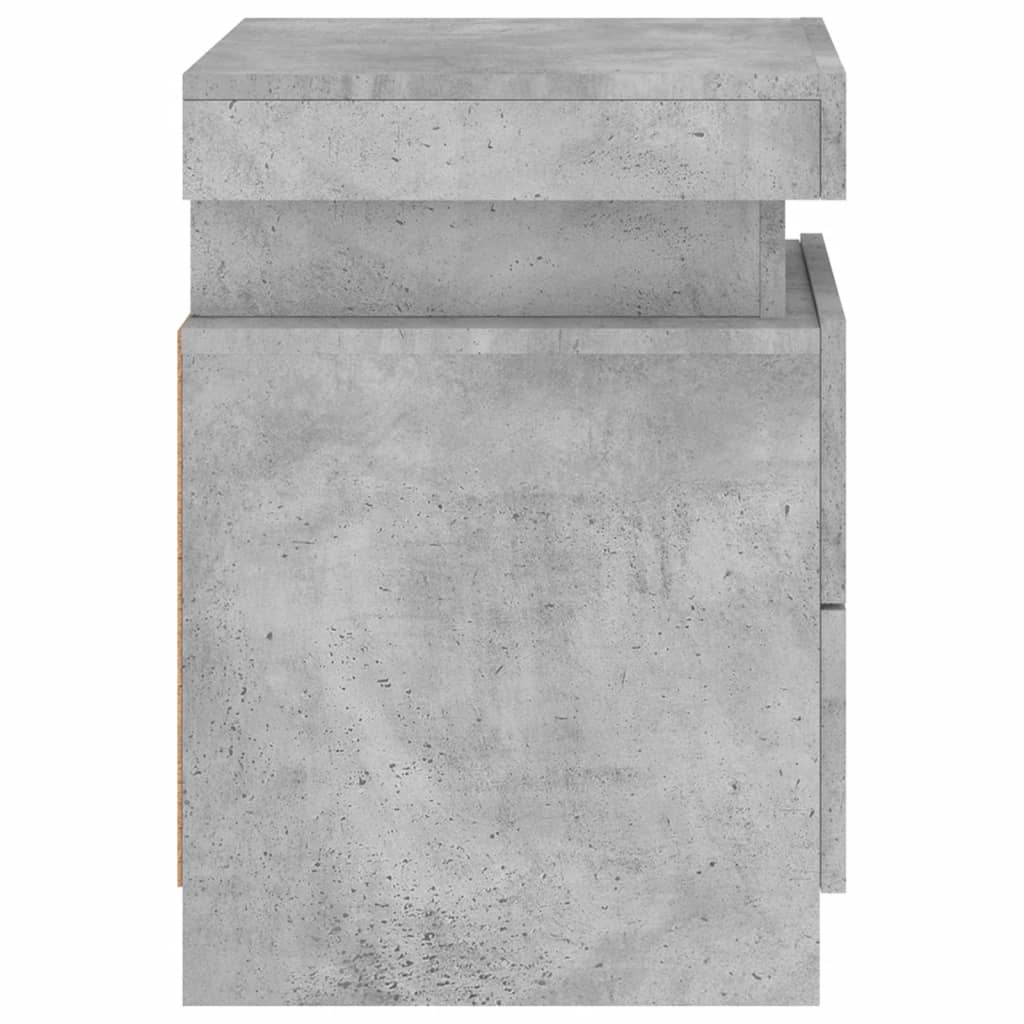 Noptieră cu lumini LED, gri beton, 35x39x55 cm