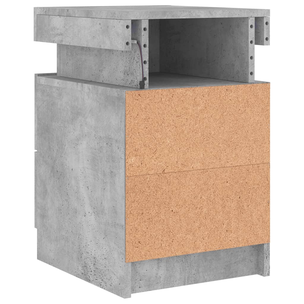 Noptieră cu lumini LED, gri beton, 35x39x55 cm