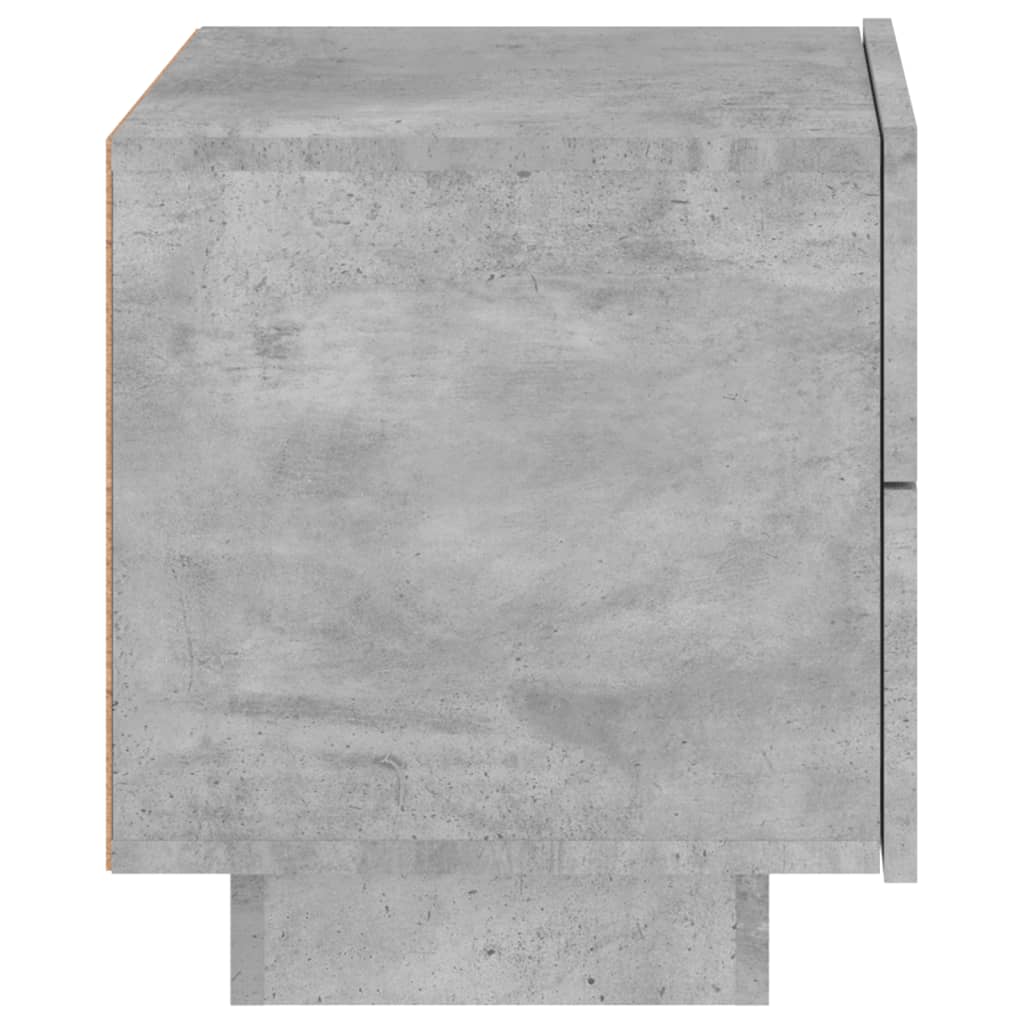 Noptieră cu lumini LED, gri beton, 70x36x40,5 cm