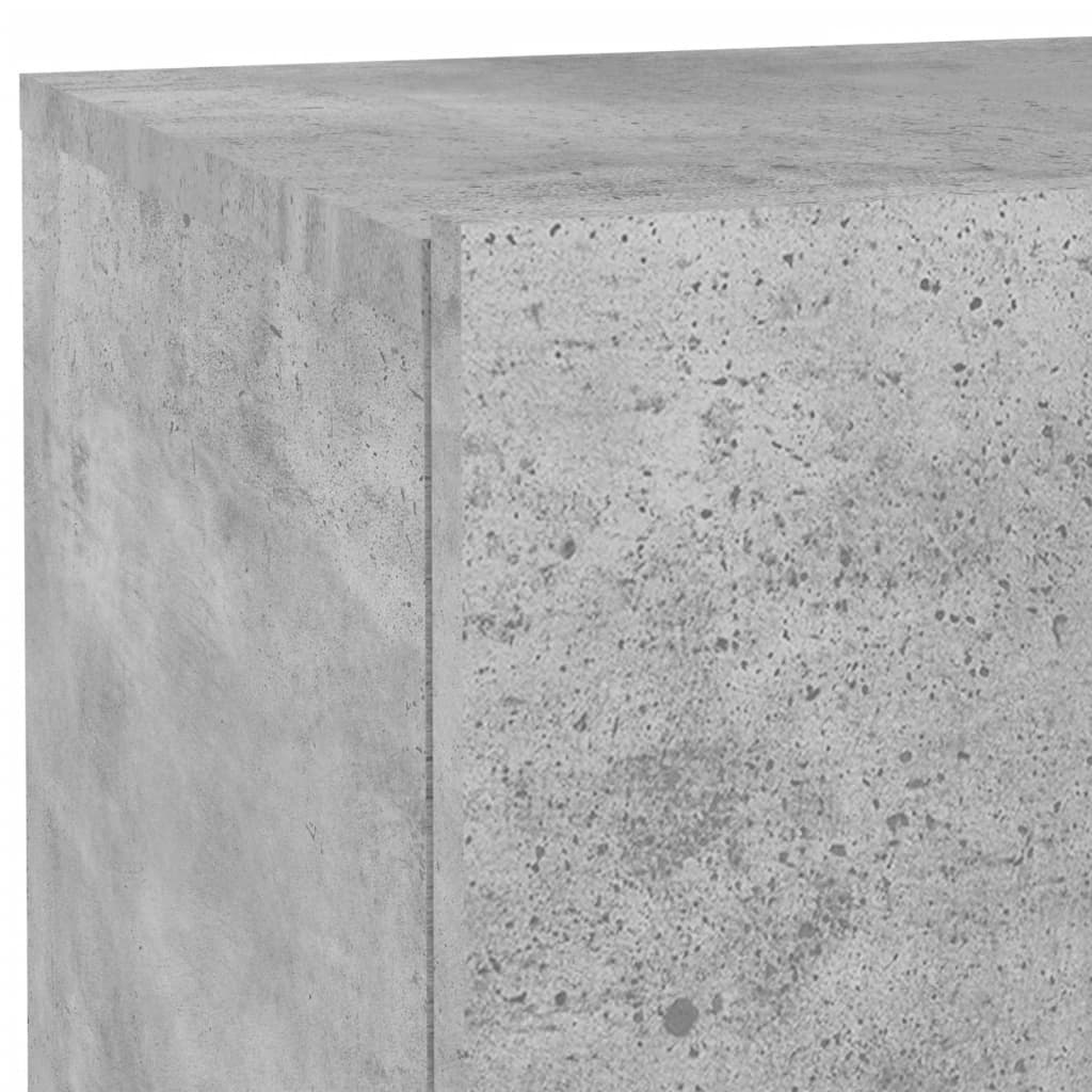 Noptieră cu lumini LED, gri beton, 70x36x40,5 cm