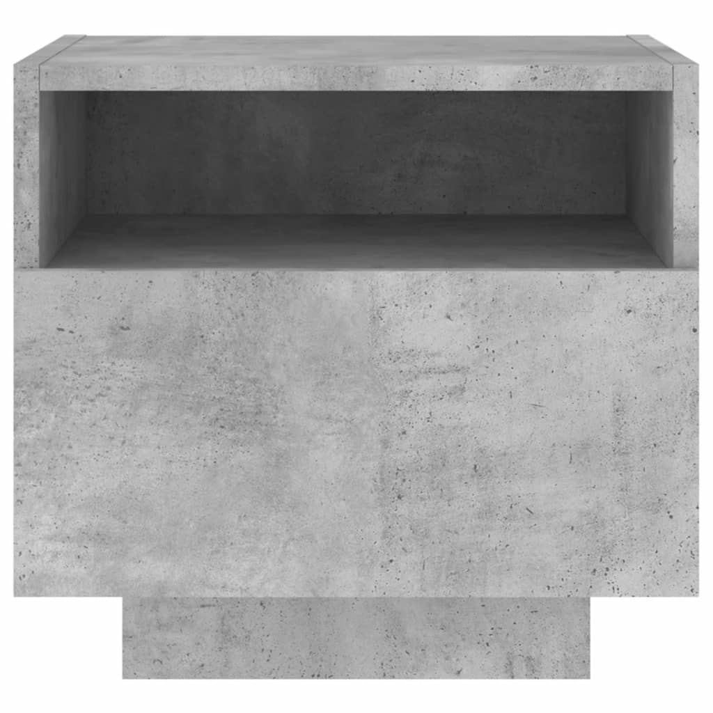 Noptieră cu lumini LED, gri beton, 40x39x37 cm