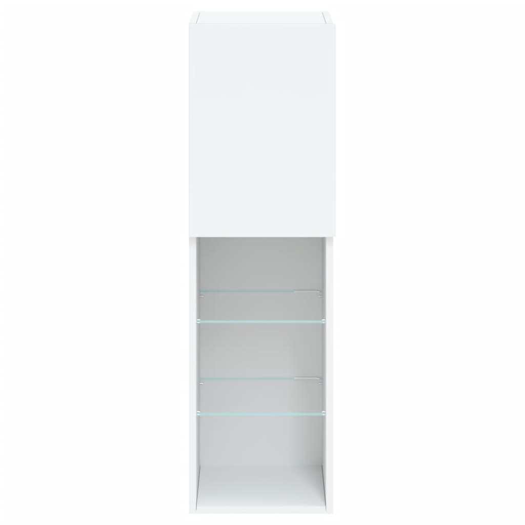 Comodă TV cu lumini LED, alb, 30,5x30x102 cm