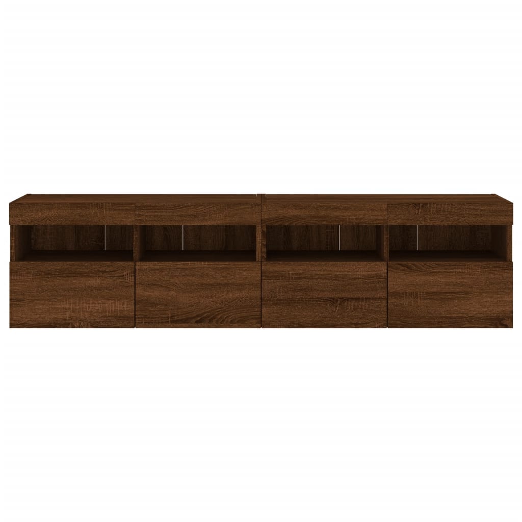 Comodă TV de perete cu LED, 2 buc. stejar maro, 80x30x40 cm