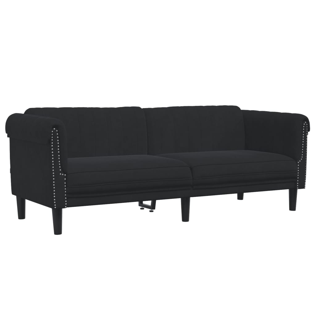 Set canapea 2 piese, negru, catifea