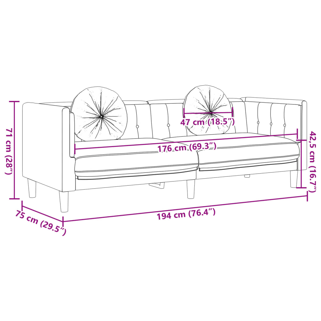 Set de canapele cu perne, 2 piese, maro, catifea