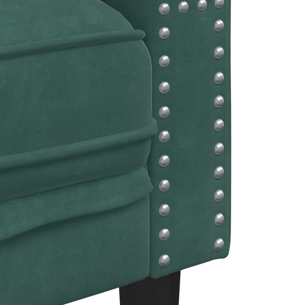 Set canapele Chesterfield cu perne rulou 2 piese verde catifea