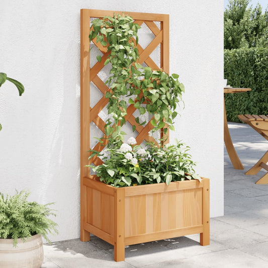 Jardinieră cu spalier, maro, lemn masiv de brad