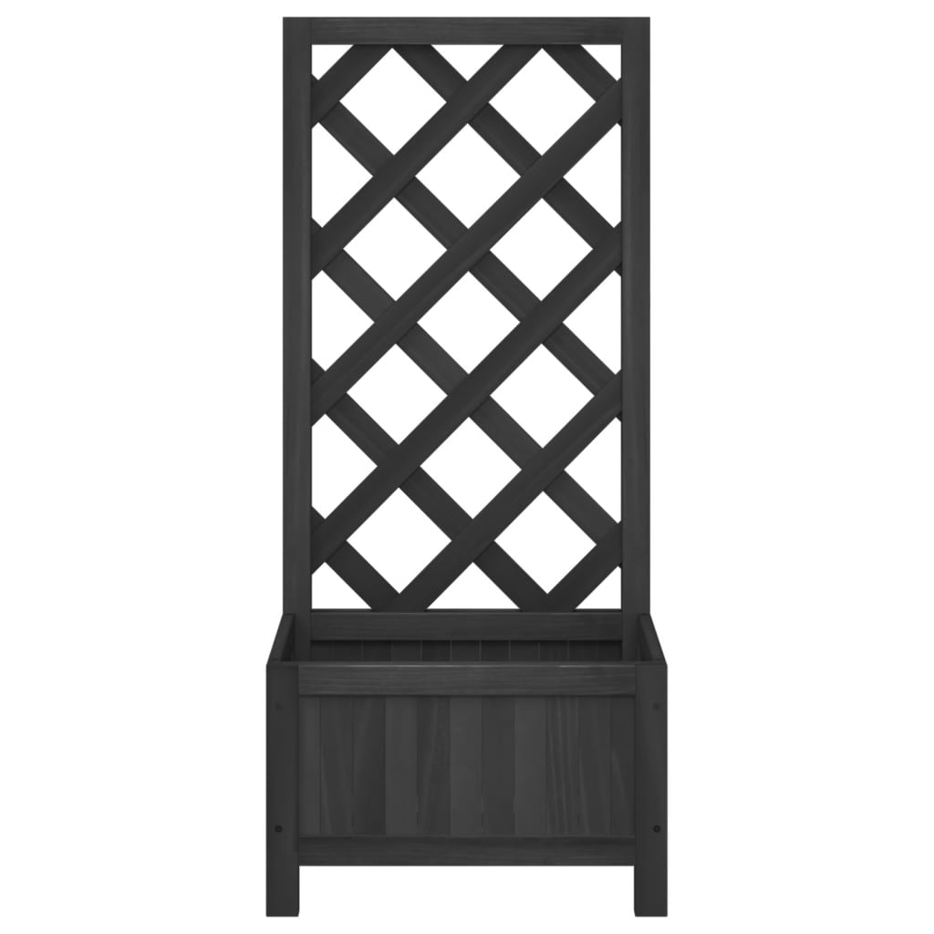 Jardinieră cu spalier, negru, lemn masiv de brad