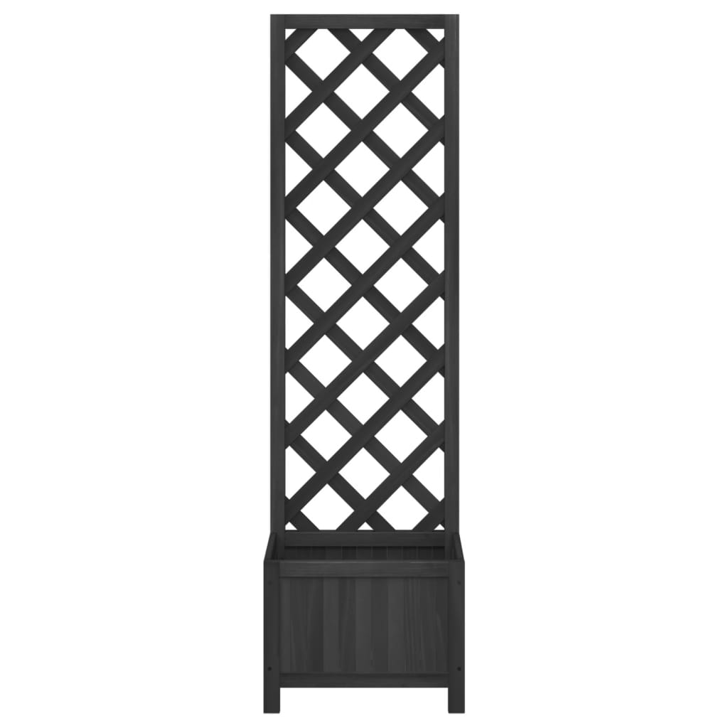 Jardinieră cu spalier, negru, lemn masiv de brad