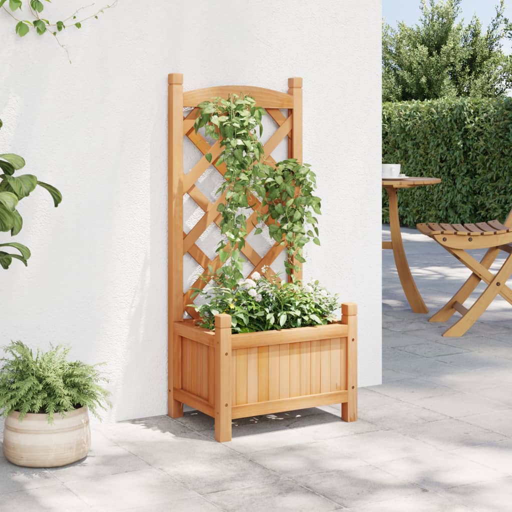Jardinieră cu spalier, maro, lemn masiv de brad