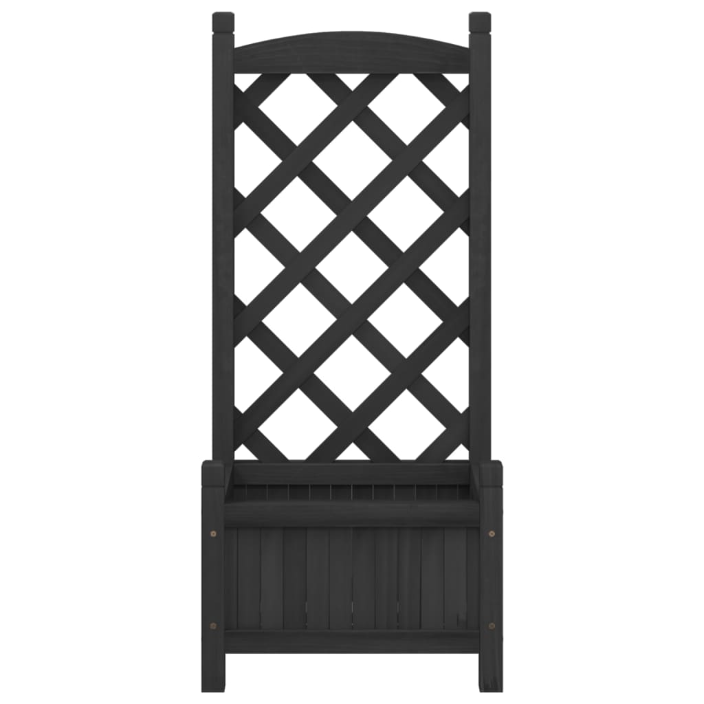 Jardinieră cu spalier, negru, lemn masiv de brad