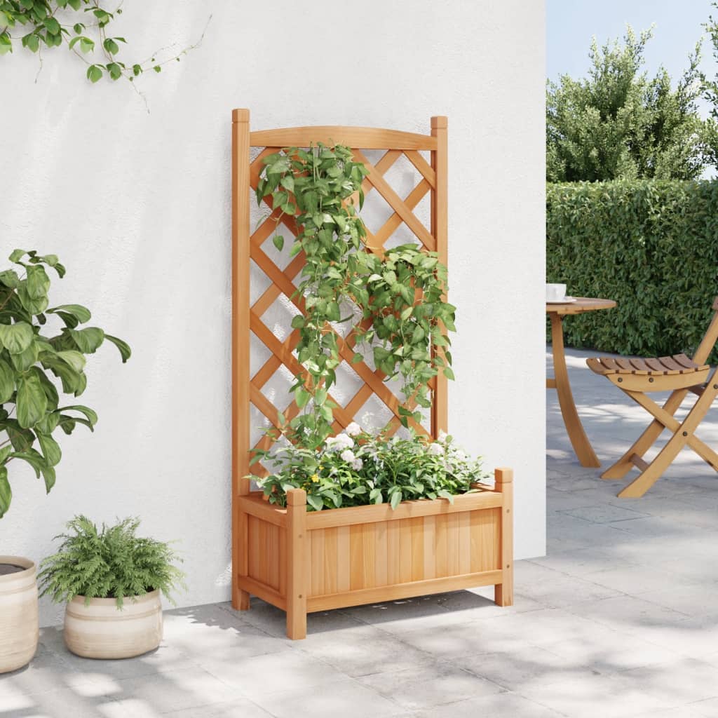 Jardinieră cu spalier, maro, lemn masiv de brad