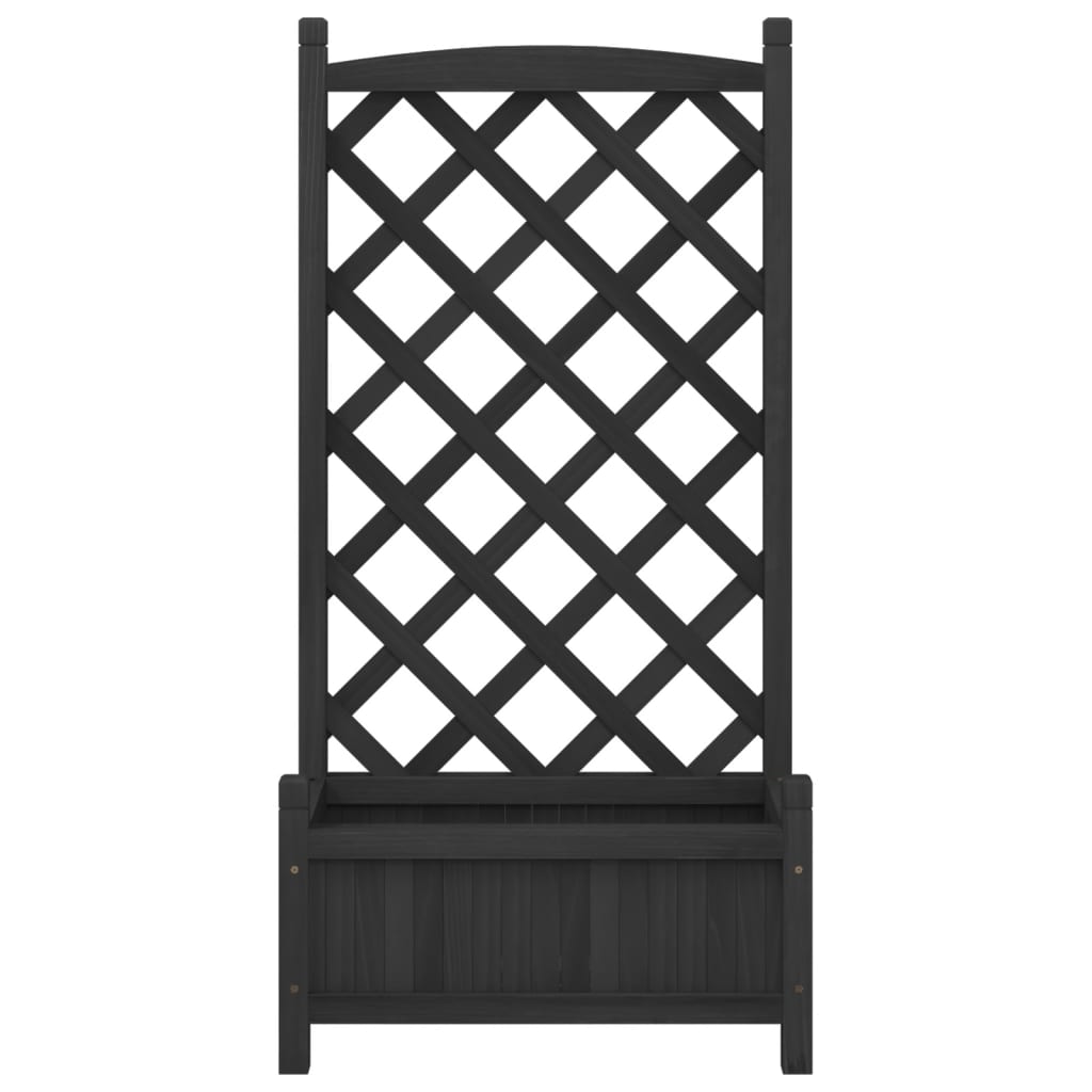 Jardinieră cu spalier, negru, lemn masiv de brad