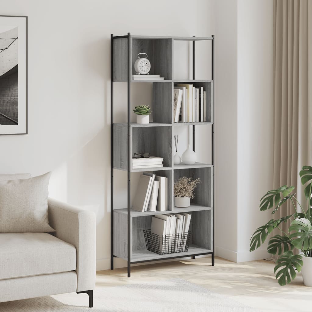 Bibliotecă, gri sonoma, 72x28x172 cm, lemn prelucrat