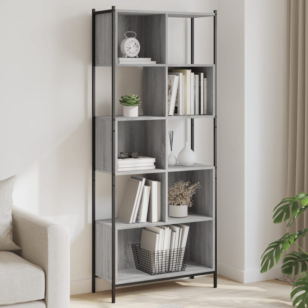 Bibliotecă, gri sonoma, 72x28x172 cm, lemn prelucrat